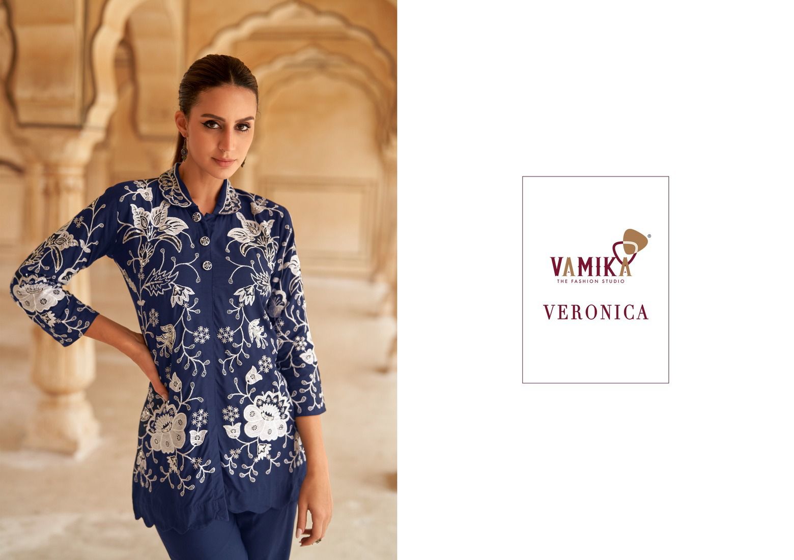 Veronica By Vamika Ladies Top With Pant Western Catalog